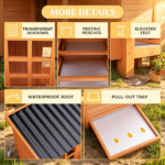 39" Wooden Chicken House, Chicken Coop with Nesting Box, Pull-Out Tray, Waterproof Roof for 2-4 Chickens Rabbits - Image 4