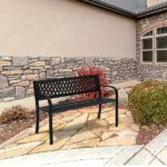 47in PVC Mesh Backrest Iron Bench Black - Image 11