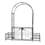 198.5*50*219cm Courtyard Arc Top With Door With Planting Frame Iron Art Iron Arch Black - Image 12