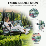Outdoor Swing Cushions 55 Inch, Waterproof 4" Thick Porch Swing Cushion Replacement with Backrest and Ties, Comfortable 2-3 Seat Pation Swing Pad for Backyard, Garden, Lawn, Outdoor Furniture flower - Image 2
