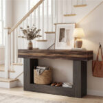 63" Long Narrow Entryway Table with Anti-Tip Safety, Farmhouse Sofa Console Table with 2-Tier Storage for Living Room Hallway Foyer - Image 2