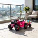 Pink 6V Toddler Electric Vehicle – with Toy-Carrying Back Trailer, Gentle Forward & Backward, Durable Wear-Resistant Wheels 18-36 Months - Image 6