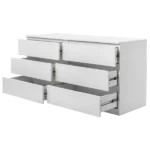 6 Drawer Double Dresser for Bedroom, Wide Storage Cabinet for Living Room Home Entryway, White - Image 10