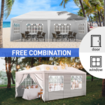 10'x20' Outdoor Party Tent with 6 Removable Sidewalls, Waterproof Canopy Patio Wedding Gazebo, White - Image 19