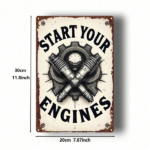 CIFbuy 1pc 8x12 Inch Tin Sign Gear Spark Plug Classic Character Design, Vibrant Retro Metal Plaque For Bedroom Home Theater Wall Decor TikTok, TikTok, Self-pickup Logiopics - Image 2