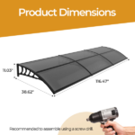 Awning for Door Entrance with Drainage Sink, 40x120 Inch Window Canopy Exterior, UV Rain Snow Protection for House Porch Patio Deck, Black Bracket & Brown Board - Image 10
