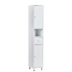White particleboard with melamine veneer, 30*30*170cm, two doors, one drawer, one shelf, bathroom vanity