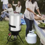 13*32inch Four-Piece Set, Black Round Iron Stove Frame, Silver Aluminum 30qt Turkey Pot 10qt Fish Pot, Gas Fryer - Image 50