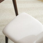 Rubber wood soft bag deep walnut dining table and chair set 1 table 4 chairs beige cushion rectangular - Image 32
