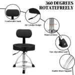 Drum Throne with Backrest, Hydraulic Drum Stool Adjustable Height, Heavy Duty Hydraulic Drum Seat Saddle Design for Drummers Black - Image 5