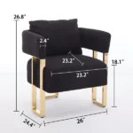 TS Modern decorative chair, living room side chair with gold metal legs, no wheels, suitable for dressing area, reception room, office,Teddy fleece upholstered metal foot sofa 2PCS Black - Image 3