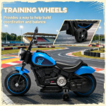 6V Blue Kids Electric Motorcycle: Training Wheels, Single-Button Start – Toddler Toy - Image 5