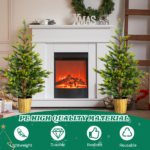 2 Pack 4 FT Dual Tone Artificial Christmas Tree with Pot Stand, Potted Xmas Pine Tree with 119 Branch Tips for Holiday Party Office Home, Green - Image 5