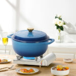 Cast iron 6QT cooking pot - Gradient blue - Includes two silicone gloves - Enamel pot - Image 10
