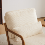 Low Arm Accent Chair - Off-White Corduroy Upholstered Indoor Lounge Chair, Compact Single Seater with Sturdy Frame (330LBS Weight Capacity) - Image 29