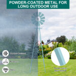 8FT Weather Resistant Yard Garden Windmill Blue - Image 23