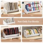 Desktop Bookshelf,Wooden Tilting Bookcase Small Desktop Bookshelf Organizer for Magazines - Image 10