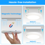 Magnetic USB Rechargeable Ceiling Light with PIR Motion Sensor, 3 Color Temperatures Stepless Dimmable Remote & Button Dual Control Timer Setting Magnetic Adhesive Mount for Closet Hallway Basement - Image 3