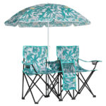Portable Outdoor 2-Seat Folding Chair with Removable Sun Umbrella Pineapple - Image 13