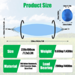 3-in-1 Camping Hammock with Automatic Pop-Up Mosquito Net, Lightweight 70D Nylon Portable Hammock Supports 440lbs, Dual Zipper Outdoor Hammock for Camping Hiking Backpacking Beach Backyard - Image 4