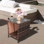 Replace 6088352 Glass Surface Brown Gradient Iron Frame Rattan Side Table - Image 35
