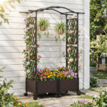 5 FT Self-Watering Vertical Raised Garden Bed with Trellis & Lockable Wheels, 2 Configurations Elevated Planter for Patio Balcony - Image 4