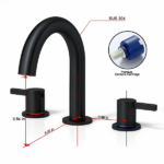 8-Inch Widespread Lavatory Faucet, 2-Handle 3-Hole with 360° Spout Vanity and Pop-Up Drain, Matte Black[Unable ship on weekends, TK/TEMU only for pickup, only TX10643 warehouse supports GOFO] - Image 7