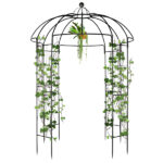 207*207*270cm Courtyard Wrought Iron Gazebo Iron Arch Black - Image 8