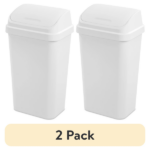 (2 pack)Kitchen Trash Can, 13 Gallon Plastic Garbage Bin with Swing Top Lid, White