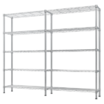 5-layer double row, freely adjustable layer spacing, with adjustable feet, display stand, iron, 147*35*180cm, chrome-plated - Image 2