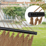 2-Person Polyester Caribbean Hammock with Hardwood Spreader Bars, 600lbs Weight Capacity Double Hammock for Patio Garden-Khaki - Image 7