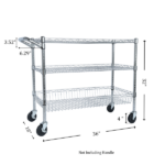 Heavy Duty Rolling Utility Cart,3 Tier Rolling Carts with Wheels,with Handle Bar & Shelf Liners,36"x18"x32"Storage Cart for Kitchen,Restaurant,Plant Display,Chrome - Image 15