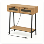 LED Console Table with Remote, 36” Narrow Entryway Table with 2 Fluted Drawers & Open Shelf, 16 RGB Colors Hallway Sofa Table for Living Room - Image 6
