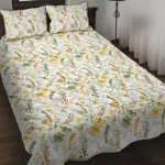 Floral Quilt 3 Pieces Microfiber Quilt Sets Lightweight Bedspreads Botanical Coverlets Quilt Bedding Set All Season Quilts