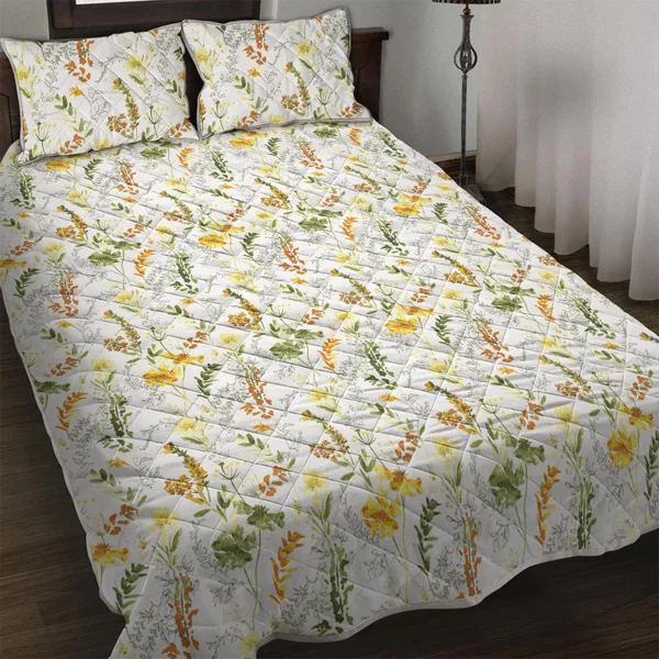 Floral Quilt 3 Pieces Microfiber Quilt Sets Lightweight Bedspreads Botanical Coverlets Quilt Bedding Set All Season Quilts