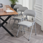 Same Code 31709558 6pcs Elegant Foldable Iron & PVC Chairs for Convention & Exhibition Gray - Image 48