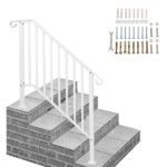 Handrails for Outdoor Steps, Iron Handrail Fits 3 Step, Transitional Handrail with Installation Kit, White - Image 10