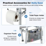 Adjustable Raised Toilet Seat (25.5"-28" Width x 27"-31" Height), 300LBS Capacity with Armrests & Storage Pouch - Image 6