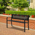 47in PVC Mesh Backrest Iron Bench Black - Image 12