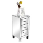 Modern and Contemporary Mirrored 3-Drawers Nightstand Bedside Table - Image 23