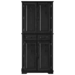 K&K 71" Tall Kitchen Pantry Cabinet with 3 Pull Out Cabinet Organizers, Farmhouse Embossed Texture Storage Cabinet with 6 Door Shelves, 2 Drawers, Freestanding Cupboard for Kitchen, Dining Room Black - Image 4