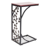 Walnut Boho 2‑Tier Round Coffee Table, PE Rattan Accent Side Table with Tempered Glass Top, Solid Acacia Wood Center Table with Storage Shelf for Living Room Apartment Balcony - Image 13