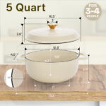 Cast iron 5QT cooking pot - ceramic white - comes with two silicone gloves - Enamel pot - Image 6