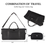 Travel Duffel Bag for Women, Large Overnight Weekender with Adjustable Strap, Wet Pocket, Carry On Sports Tote, Hospital Bag-Black - Image 2