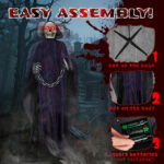 6ft Halloween Decorations Outdoor Life Size Animatronics Grim Reaper with Chain, Sound-Actived Party Decor with Creepy Sound , Scary Haunted House Props for Garden Yard Lawn - Image 6