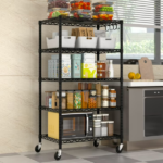5-Tier Wire Shelving with Wheels 24"W x 18"D x 72"H Adjustable Heavy Duty Steel Wire Rack, Metal Storage Shelves for Kitchen Pantry, Rolling Garage Shelving Unit, Black(Shipment from Walmart) - Image 6