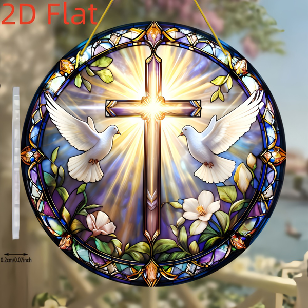 CIFbuy Colorful Acrylic Sun Catcher Window Decor Elegant Cross Hanging for Home Porch Easter Holiday Gift(TikTok, temu pick-up service)