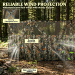 Camouflage Hunting Blind – 3-Panel 176" x 58.3" with Quick-Access See Through Windows for Fast Setup Hunting & Camping - Image 4