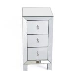 Modern and Contemporary Mirrored 3-Drawers Nightstand Bedside Table - Image 12