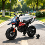 Red Kids Motorcycle Toy with Training Wheels Spring Suspension LED Light USB Music Feature for Children - Image 6